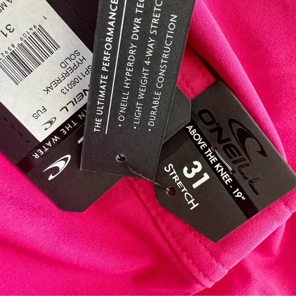 NWT O’Neill Hyperfreak Solid Pink Swim Trunk Boardshort Hyperdry Size 29 31 - Picture 7 of 8